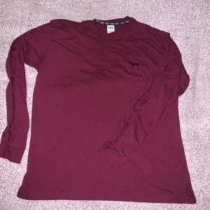 VS PINK cut out sleeve maroon tee sz.L